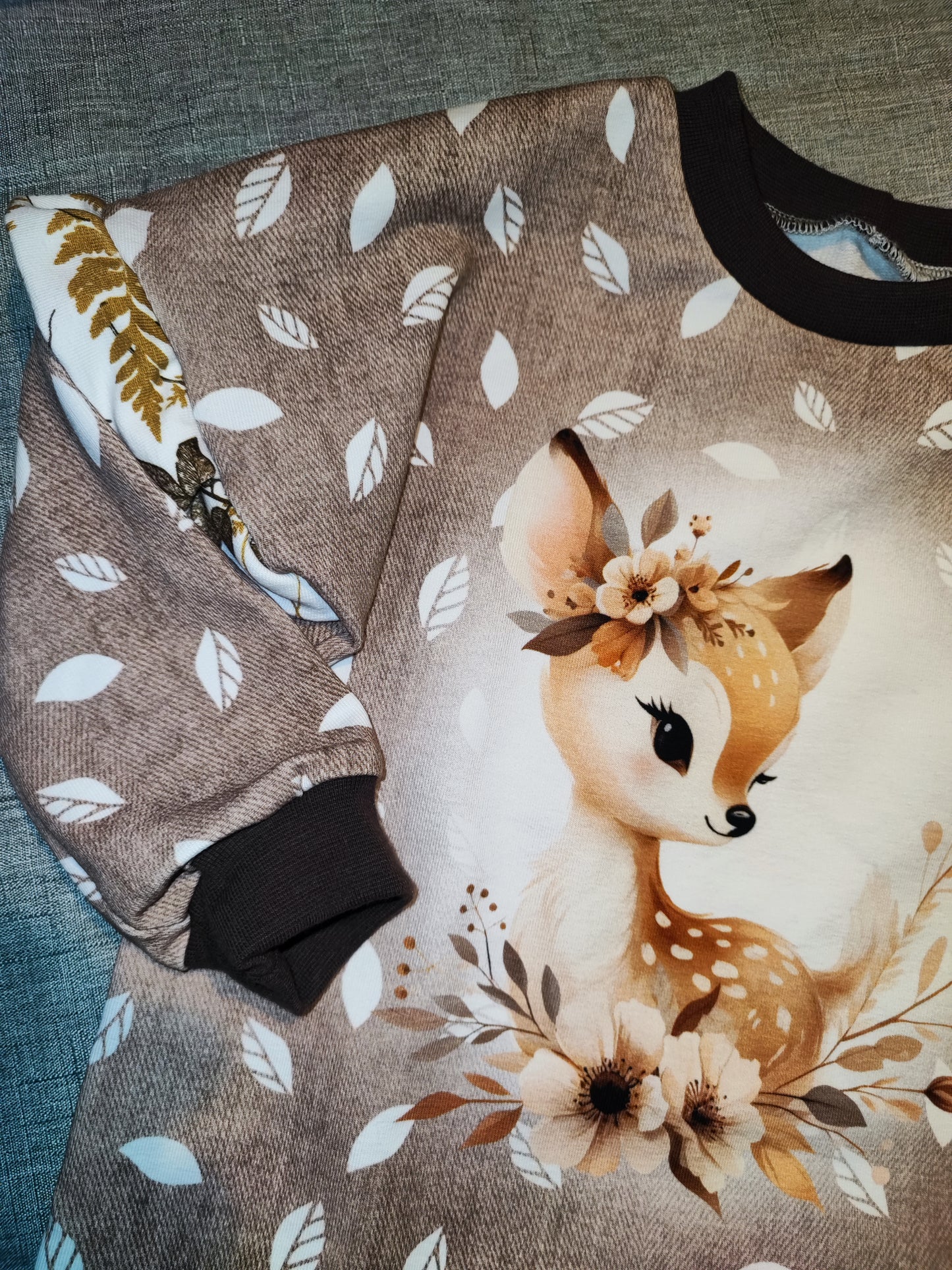 Herbst Pullover Reh Gr. 92 - Handmade Kinder Sweatshirt