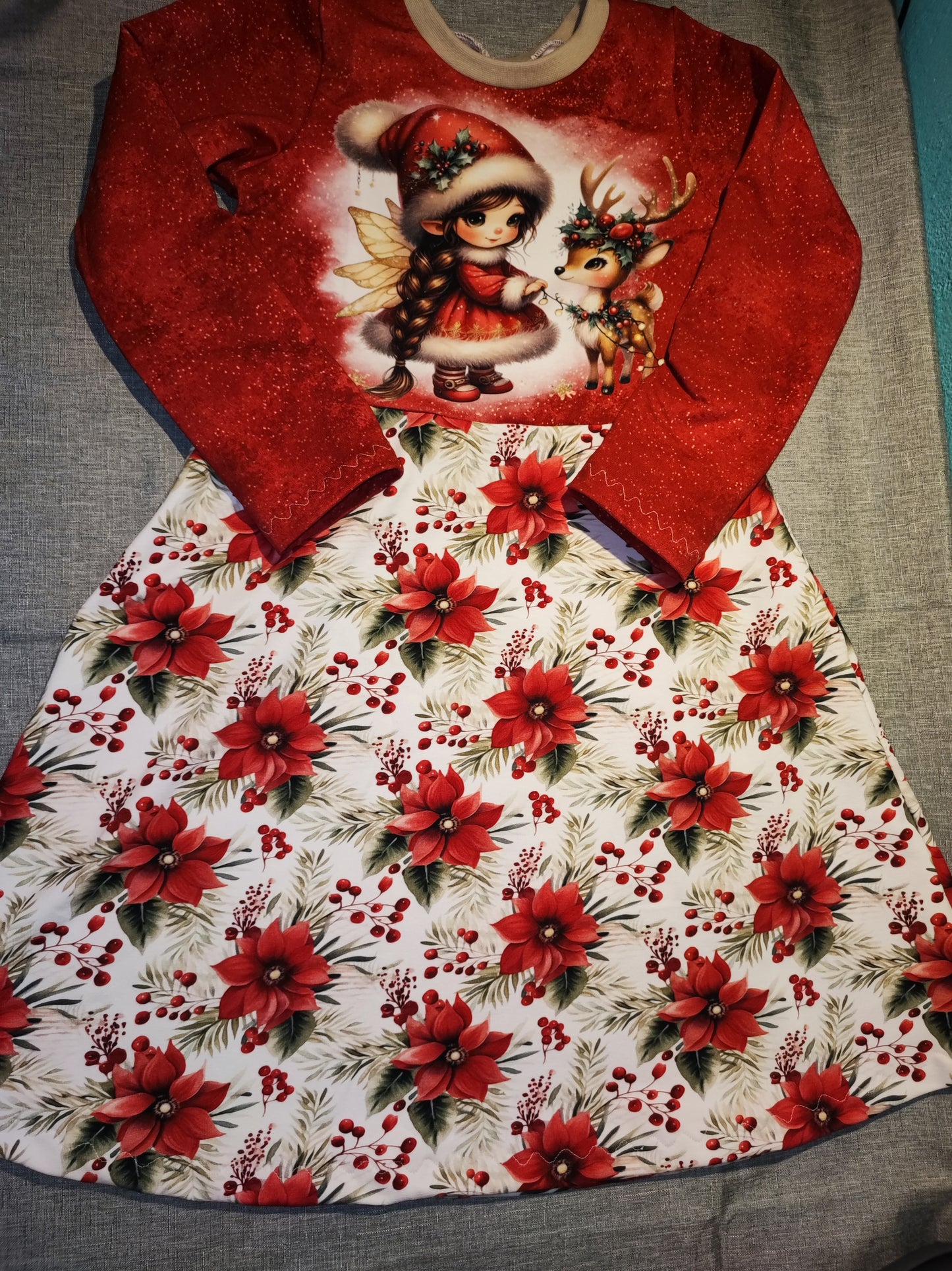 Kleid Weihnachts-Reh Gr. 122 Winterzauber 2025