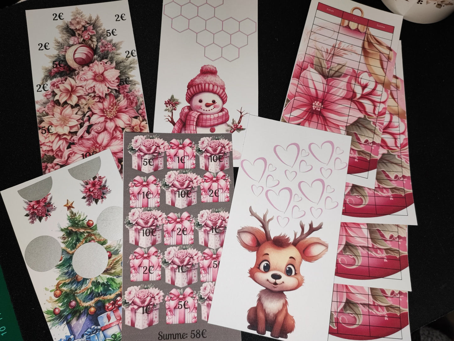 Sparchallenge Weihnachten Set - 5 Spar Challenges in grün oder rosa