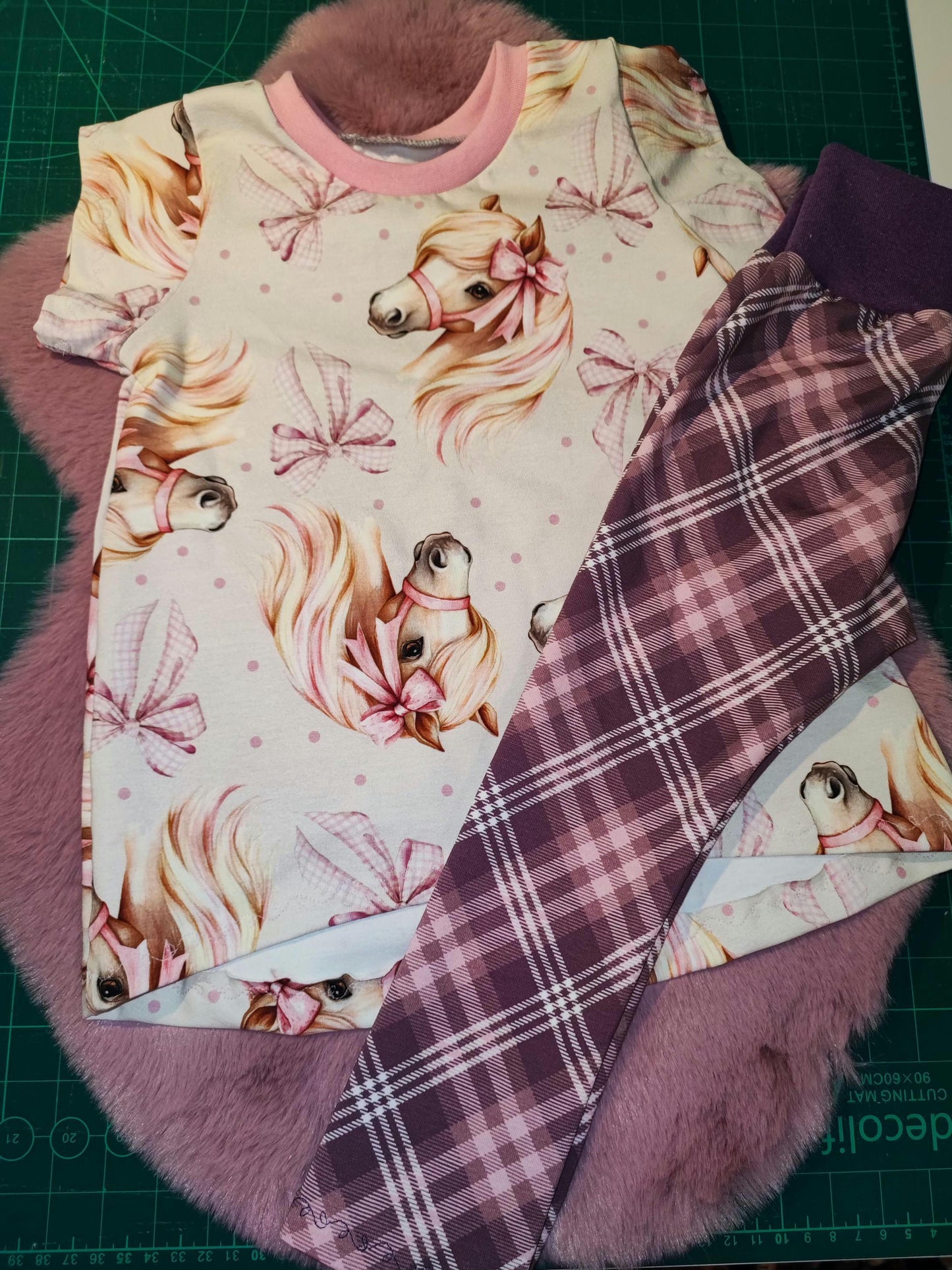 Sommer Pferde Set Gr. 92/98 - Handmade Oberteil & Leggings