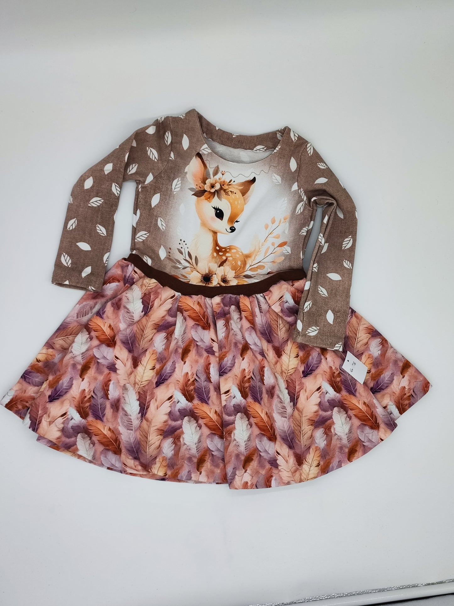 Drehkleid Reh Gr. 98 - Handmade Herbst Kinderkleid