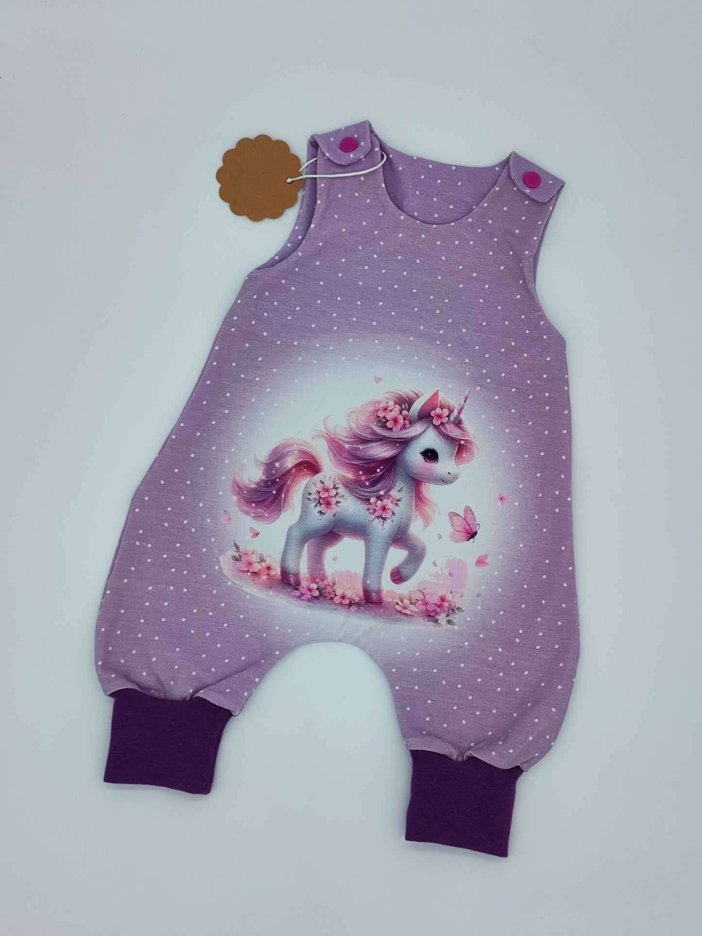 Baby Strampler Einhorn Gr. 62 - Handmade mit Einhorn-Motiv