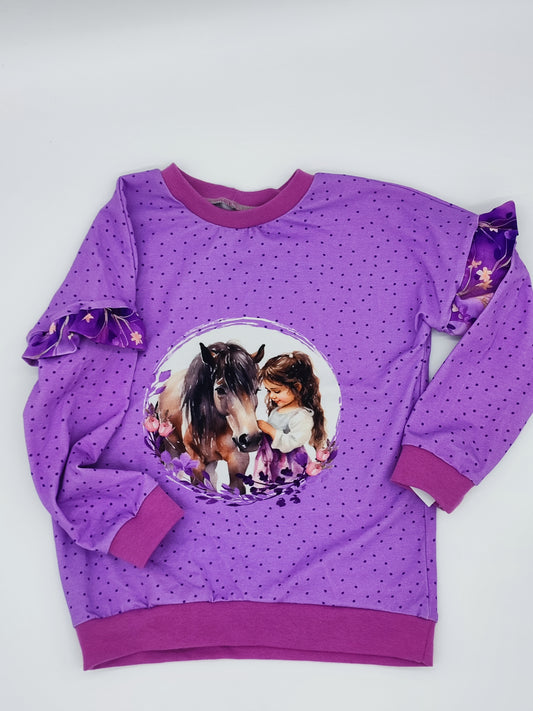Pullover Pferdemädchen Gr. 116 - Handmade Kinder Sweatshirt
